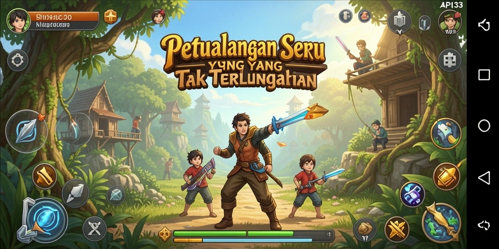 Screenshot gameplay API33 yang menampilkan petualangan yang seru.