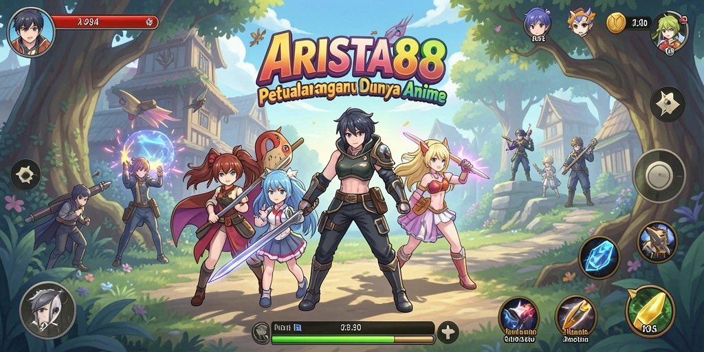 Tampilan menarik dari gameplay ARISTA88 dengan karakter anime yang dinamis.