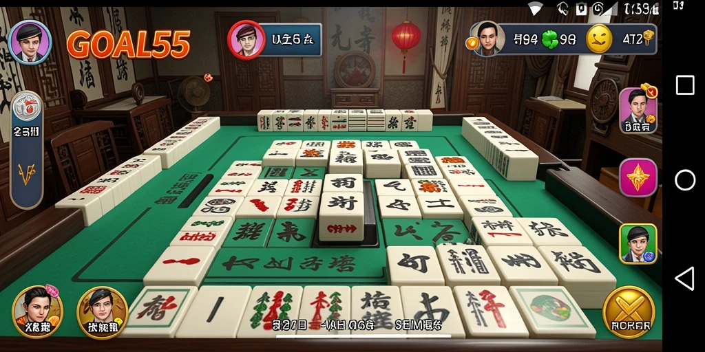 Screenshot utama GOAL55 menampilkan gameplay Mahjong yang mendebarkan.
