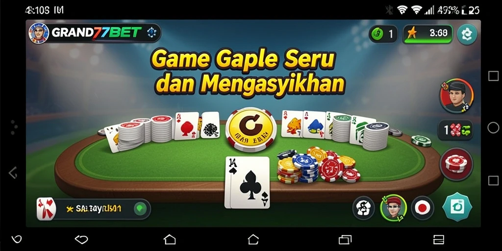Tampilan gameplay seru dari GRAND77BET di aplikasi Gaple.