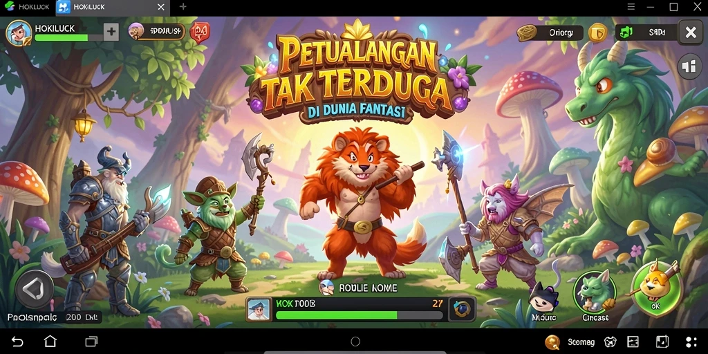 Gameplay HOKILUCK dengan aksi petualangan yang seru dan menantang.