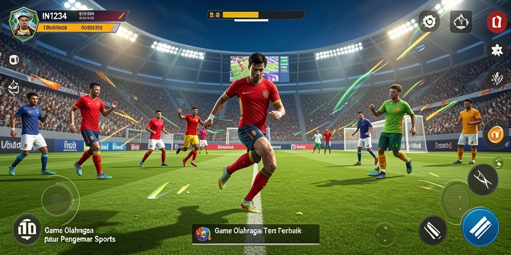 Tampilan gameplay seru dari IN1234 yang menampilkan suasana pertandingan.