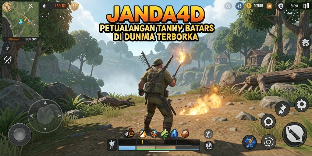 Tangkapan layar gameplay JANDA4D yang menunjukkan petualangan seru di dunia terbuka.
