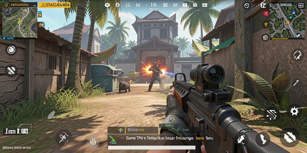 Tampilan gameplay seru dalam JURAGAN404 dengan aksi TPS yang mendebarkan.