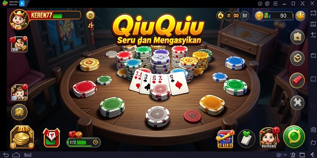 Screenshot gameplay KEREN77 yang menampilkan kartu QiuQiu.