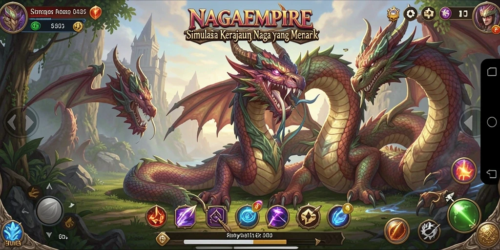 Screenshot utama NAGAEMPIRE menampilkan aksi mendebarkan dalam simulasi permainan.