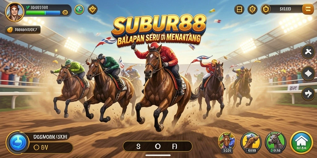 Screenshot gameplay SUBUR88 menampilkan aksi balapan yang mendebarkan.
