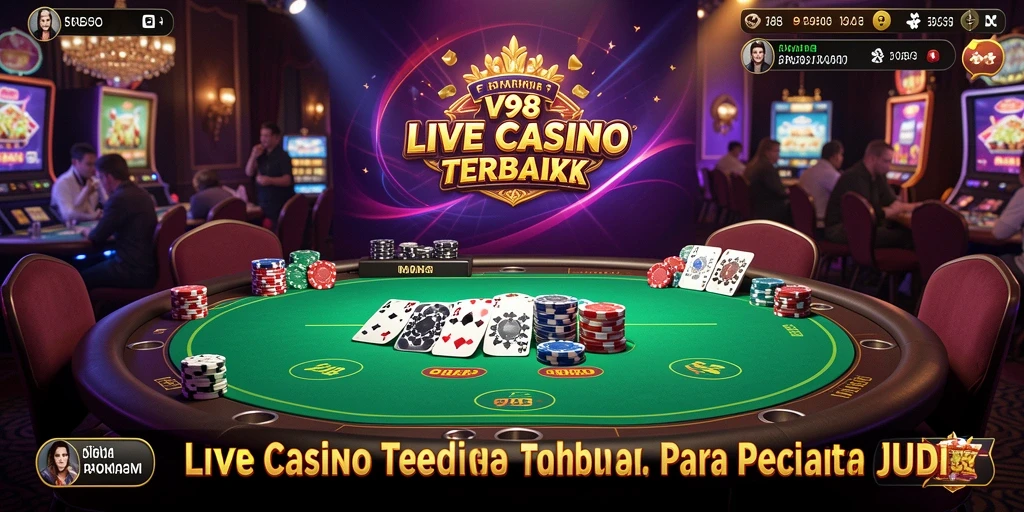 Tampilan menarik permainan Live Casino V98 dengan dealer secara langsung.