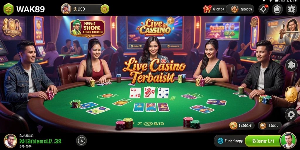 Tampilan permainan Live Casino WAK89 dengan dealer langsung dan suasana kasino.