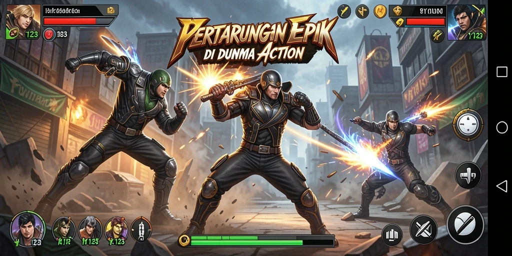 Tampilan gameplay seru dari YY123 dengan aksi bertarung yang mendebarkan.